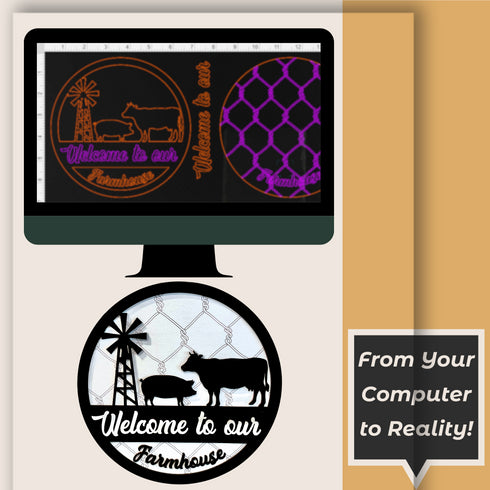 Farmhouse Welcome Door Hanger SVG File-For Laser Engraving